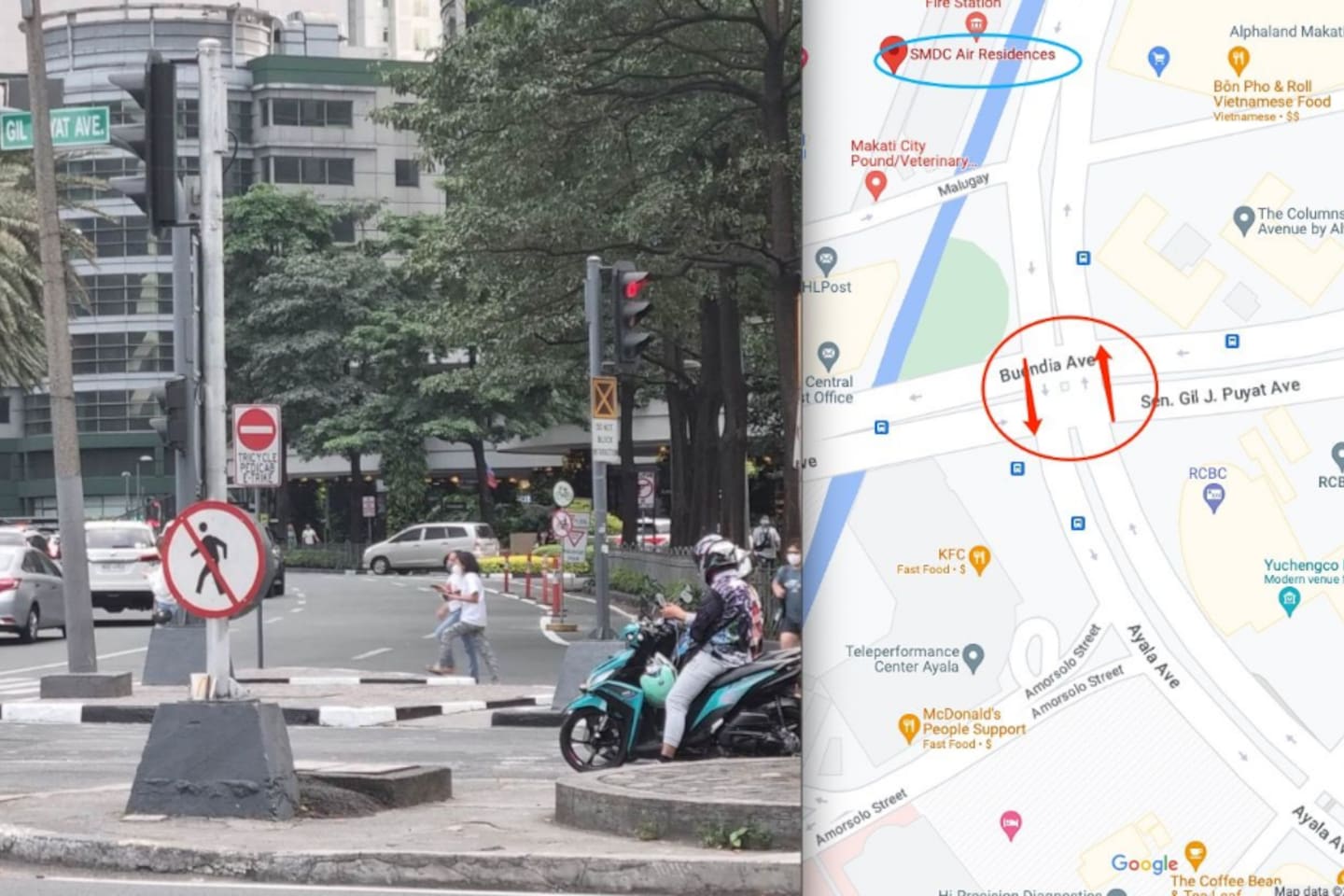 Please pay attention to the No Pedestrian sign at the intersection near to Air. Don't violate this sign, please use the skybridge instead otherwise you may be fined. especially for foreigners.