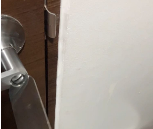 If the bathroom door is locked from the inside, you can open it by pressing it with a screwdriver and turning it clockwise.